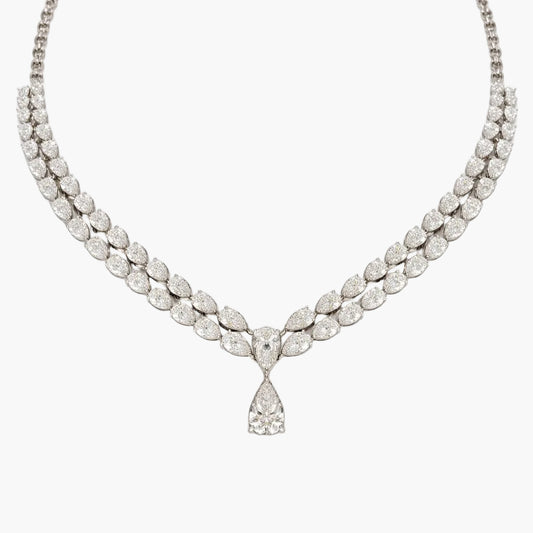 Marquise Leaf Drop Diamond Necklace