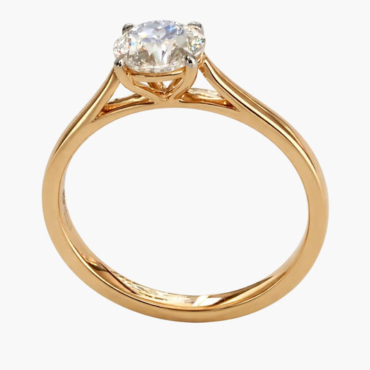 Two-Tone Cushion Solitaire Engagement Diamond Ring