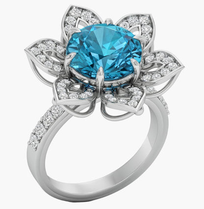 Blue Foral Diamond Ring