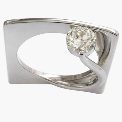 Architectural Wave Square Diamond Ring
