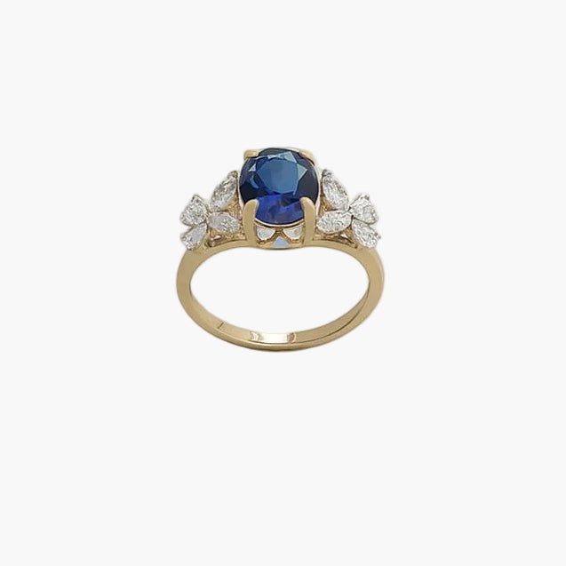 Sapphire Blossom Cluster Diamond Ring