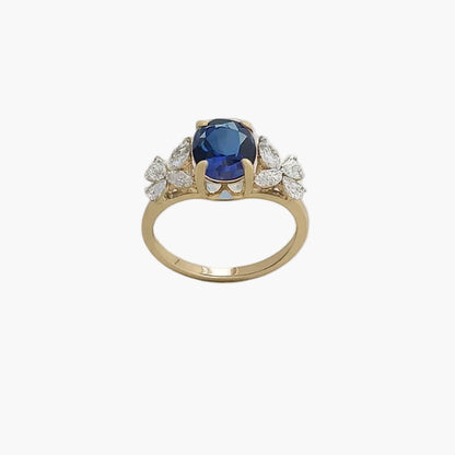 Sapphire Blossom Cluster Diamond Ring