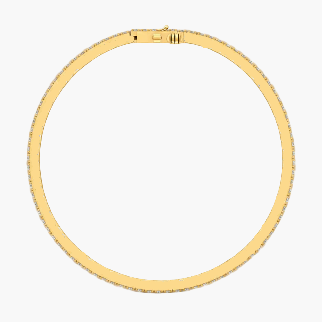 Gold bracelet with diamonds on a white background