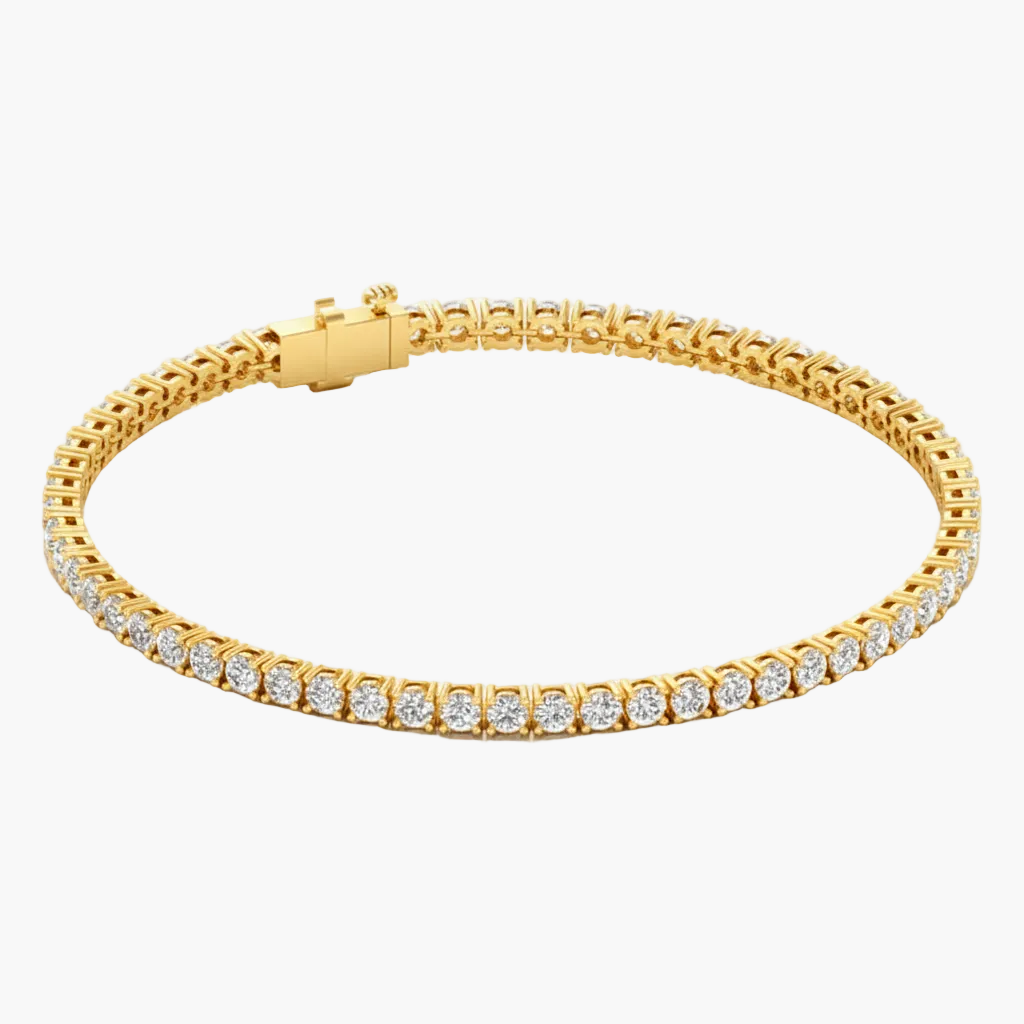 Gold bracelet with diamond accents on a white background
