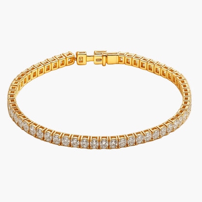 Gold bracelet with diamond accents on a white background