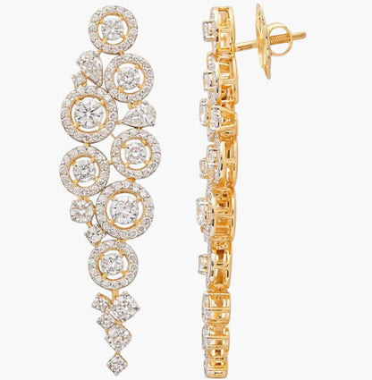 Vine Halo Cascade Drop Diamond Earrings