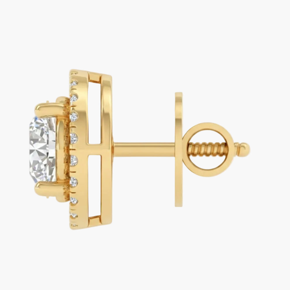 Luminous Halo Diamond Stud Earrings