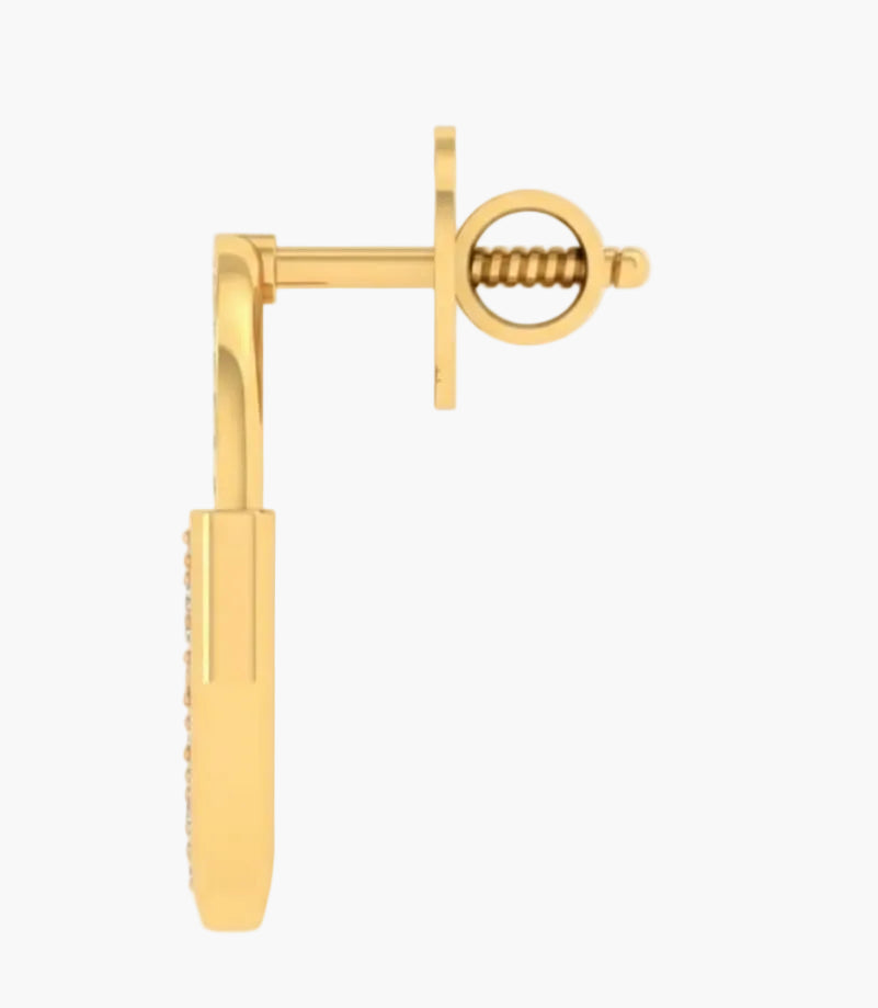 Gold earring on a white background