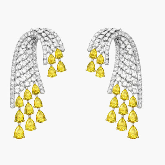 Sapphire Waterfall Chandelier Diamond Earrings