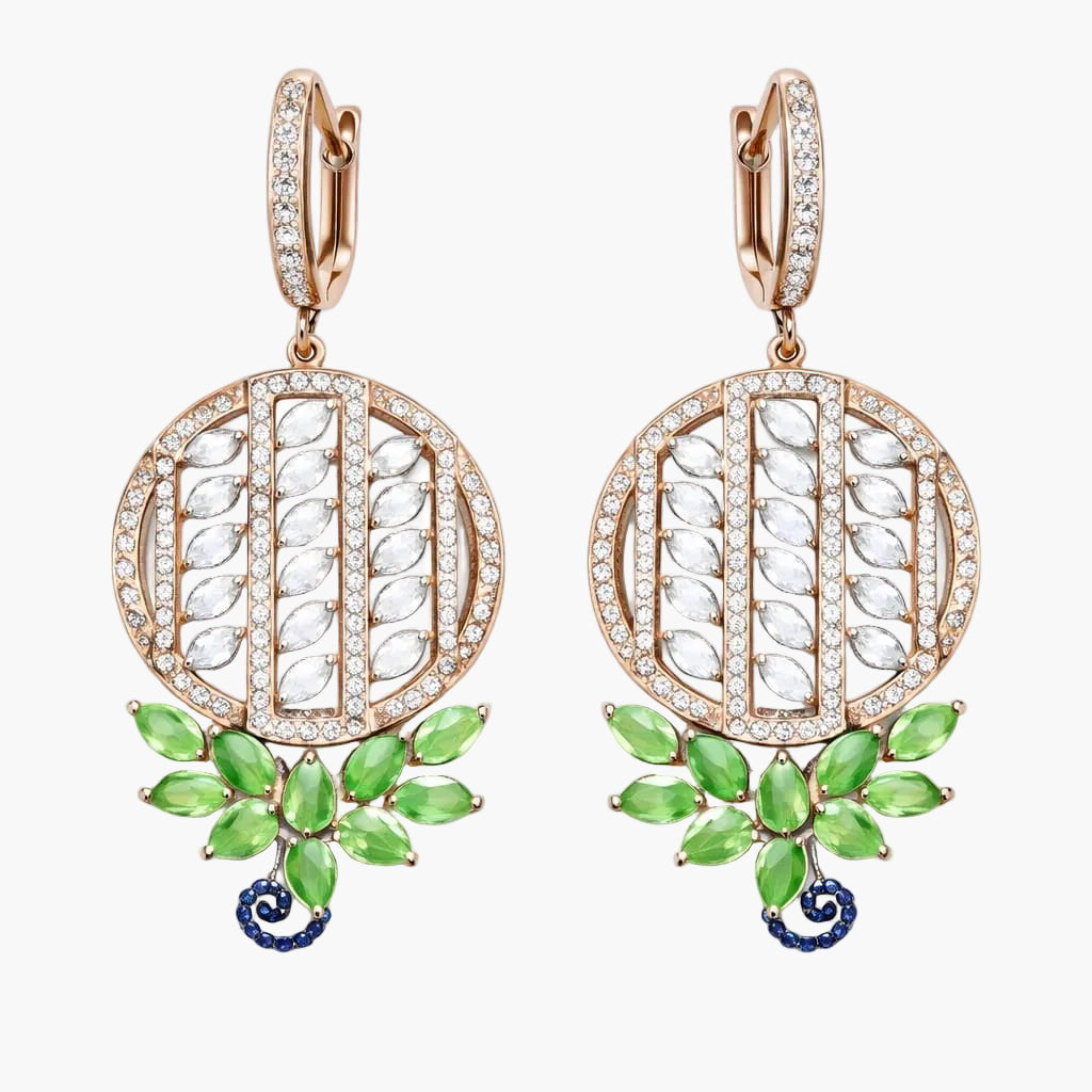 Peacock Garden Medallion Diamond Earrings