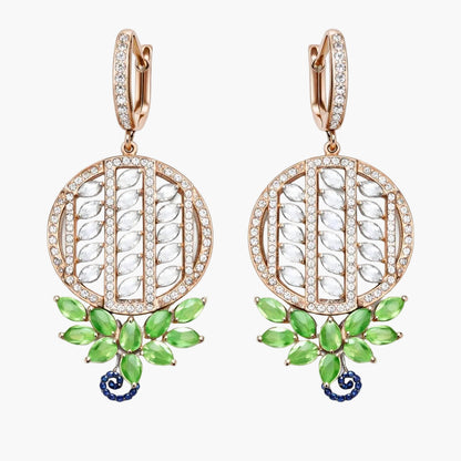 Peacock Garden Medallion Diamond Earrings