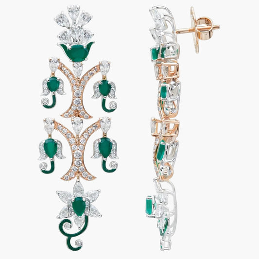 Emerald Garden Chandelier Diamond Earrings