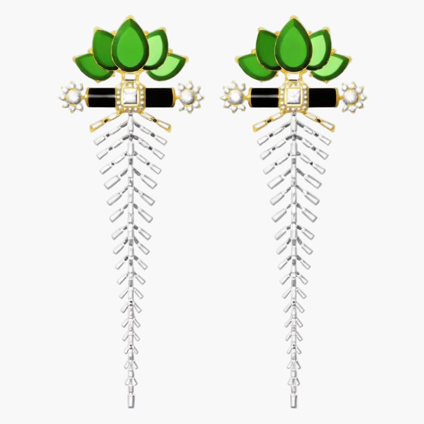 Lotus Deco Fringe Diamond Earrings