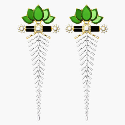 Lotus Deco Fringe Diamond Earrings