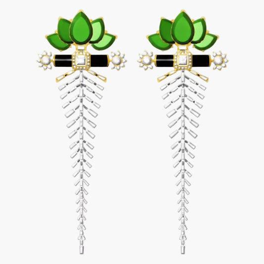 Lotus Deco Fringe Diamond Earrings