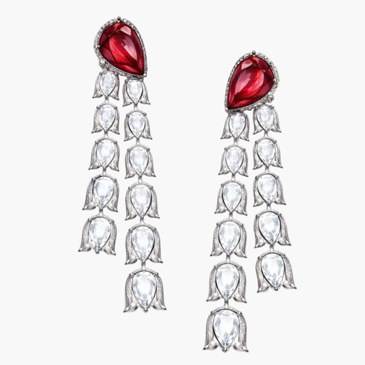 Ruby Rose-Cut Diamond Tassel Earrings