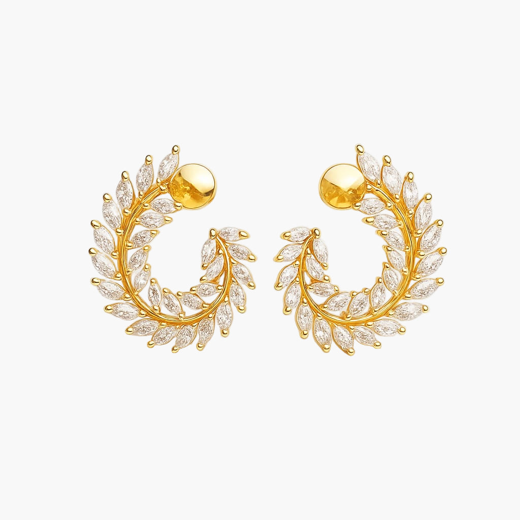 Laurel Wreath Ear Climbers Diamond Earrings