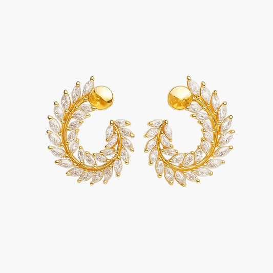 Laurel Wreath Ear Climbers Diamond Earrings