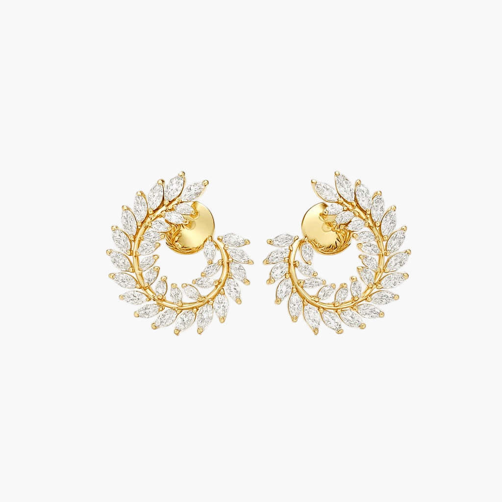 Laurel Wreath Ear Climbers Diamond Earrings