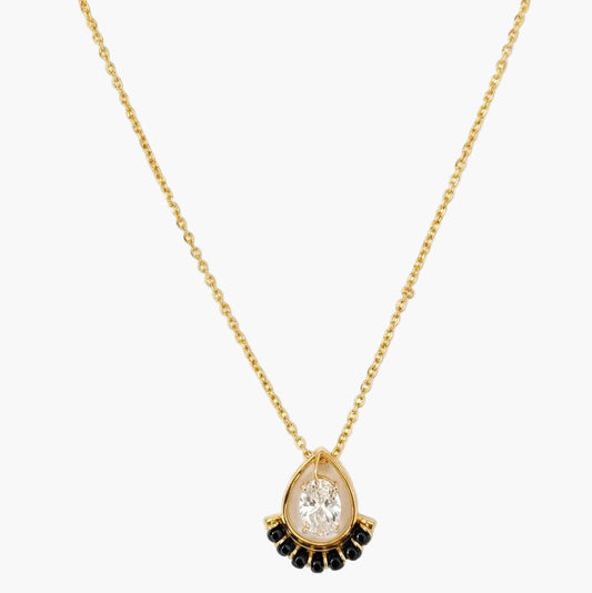 Oval Cut Black Bead Accents Diamond Mangalsutra