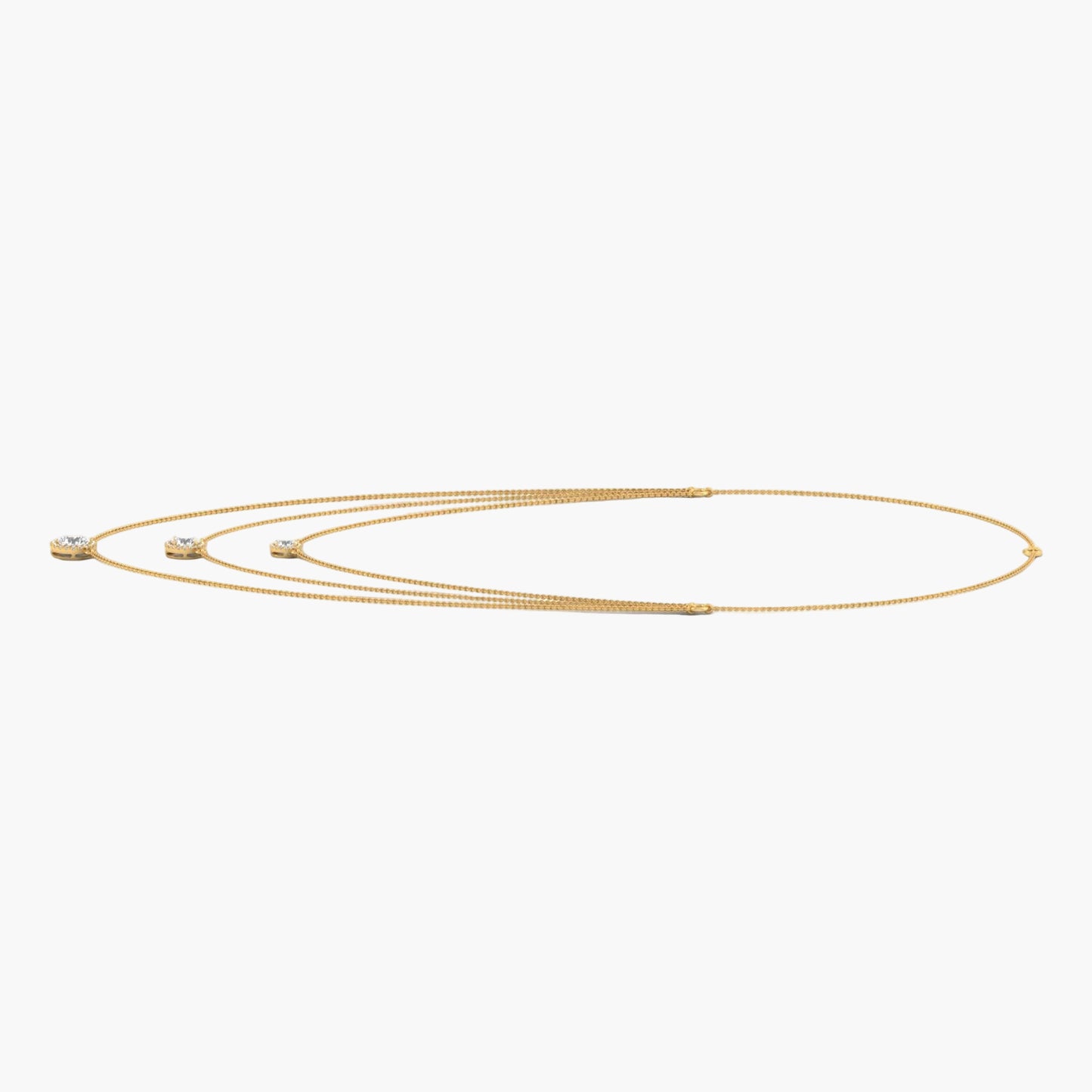 Gold necklace on a white background