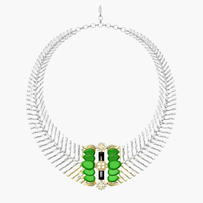 Jade Deco Fringe Collar Diamond Necklace