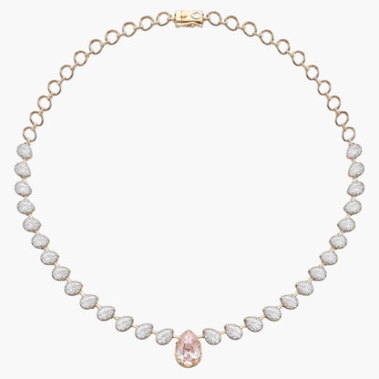 Pear Drop Circle Diamond Necklace