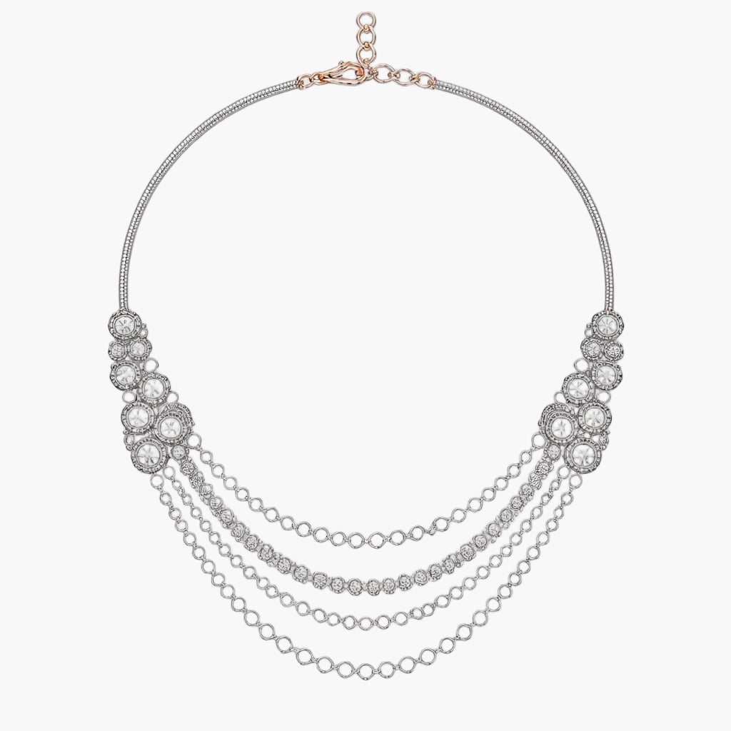 Cluster Cascade Multi-Strand Diamond Necklace