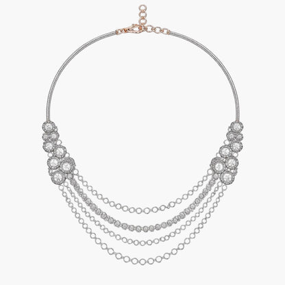 Cluster Cascade Multi-Strand Diamond Necklace