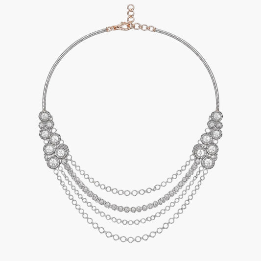 Cluster Cascade Multi-Strand Diamond Necklace