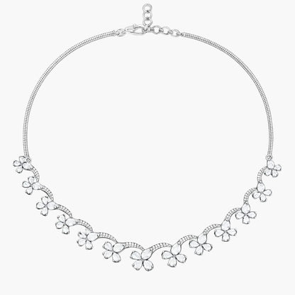 Rose-Cut Floral Vine Diamond Necklace