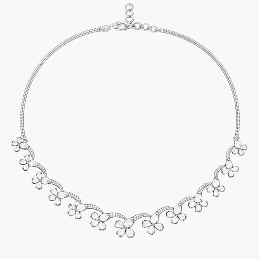 Rose-Cut Floral Vine Diamond Necklace