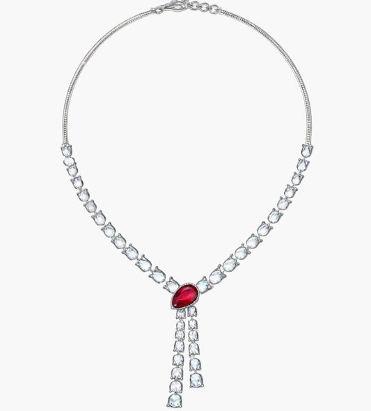 Ruby Rose-Cut Diamond Y-Necklace