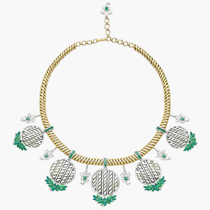 Emerald Laurel Medallion Collar Diamond Necklace