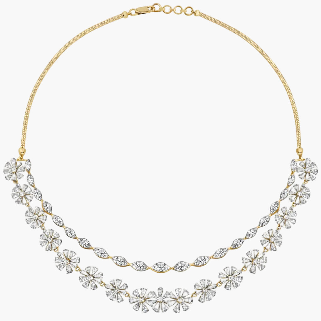 Floral Twist Double Strand Diamond Necklace