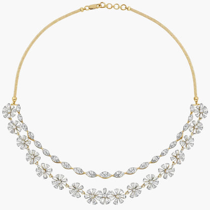 Floral Twist Double Strand Diamond Necklace