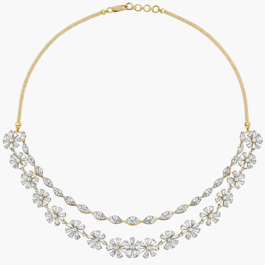 Floral Twist Double Strand Diamond Necklace