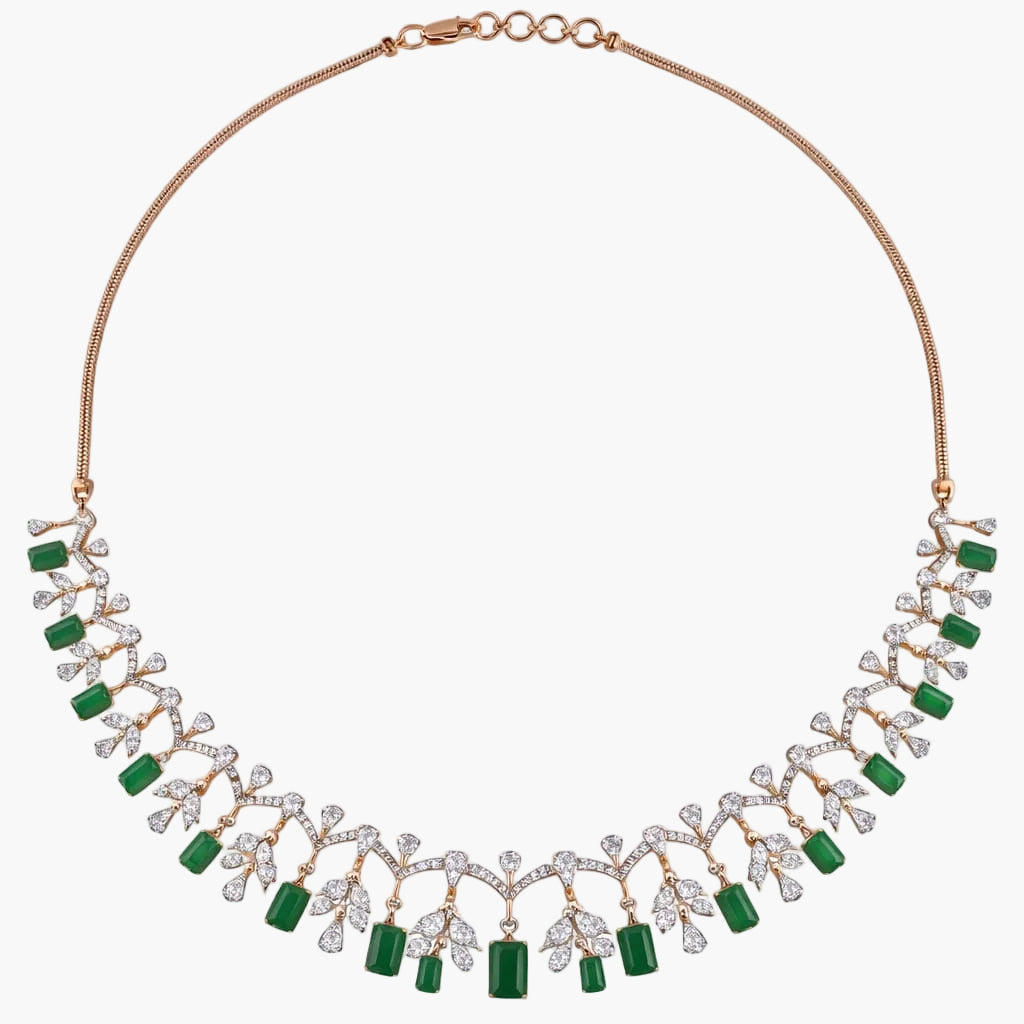 Emerald Vine Garland Diamond Necklace