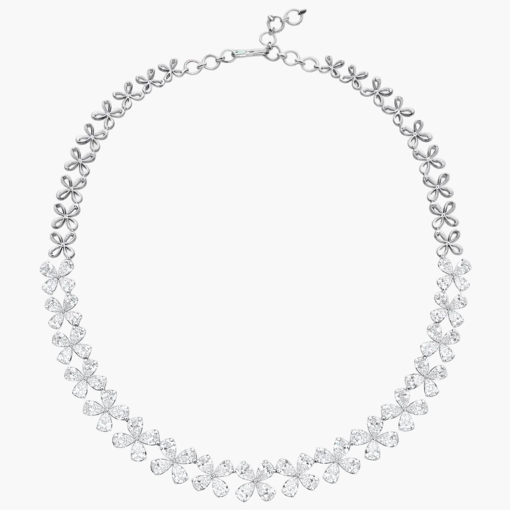 Double Bloom Floral Diamond Necklace