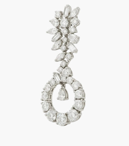 Diamond earring with a teardrop design on a white background