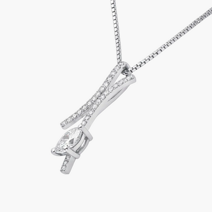 Silver necklace with a pendant on a white background