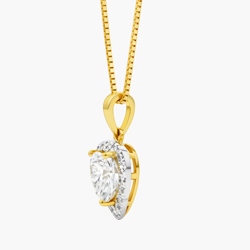 Halo Heart Diamond Pendant With Chain