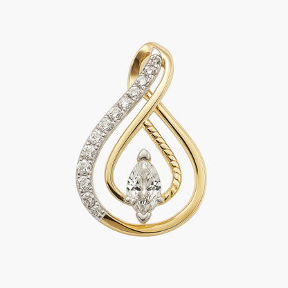 Gold and silver pendant with diamond accents on a white background