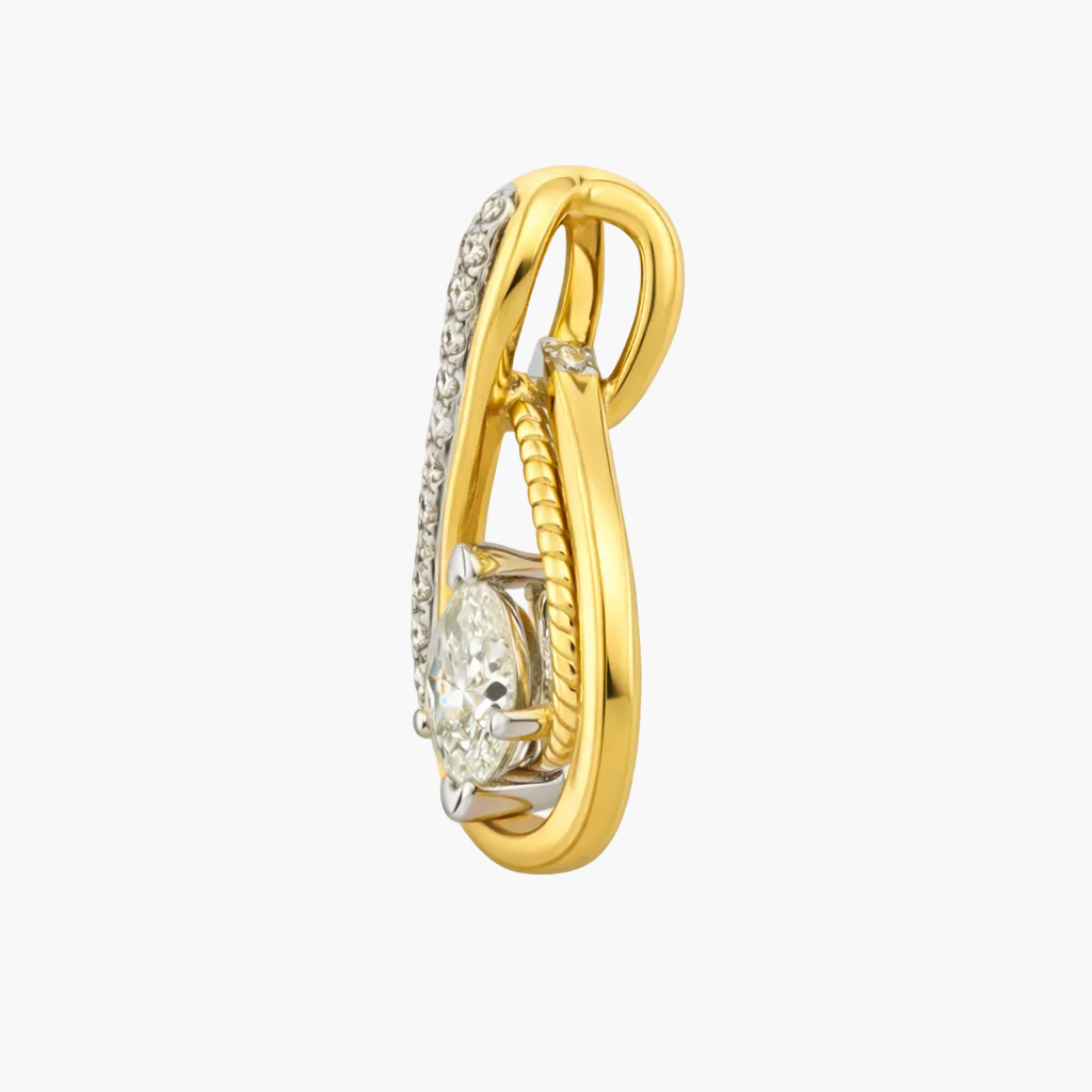 Gold ring with a diamond on a white background