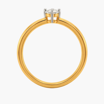 Gold ring with a diamond on a white background