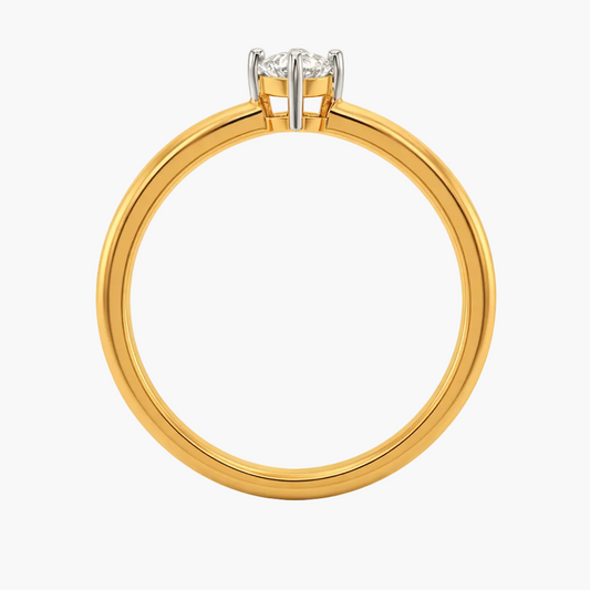 Gold ring with a diamond on a white background