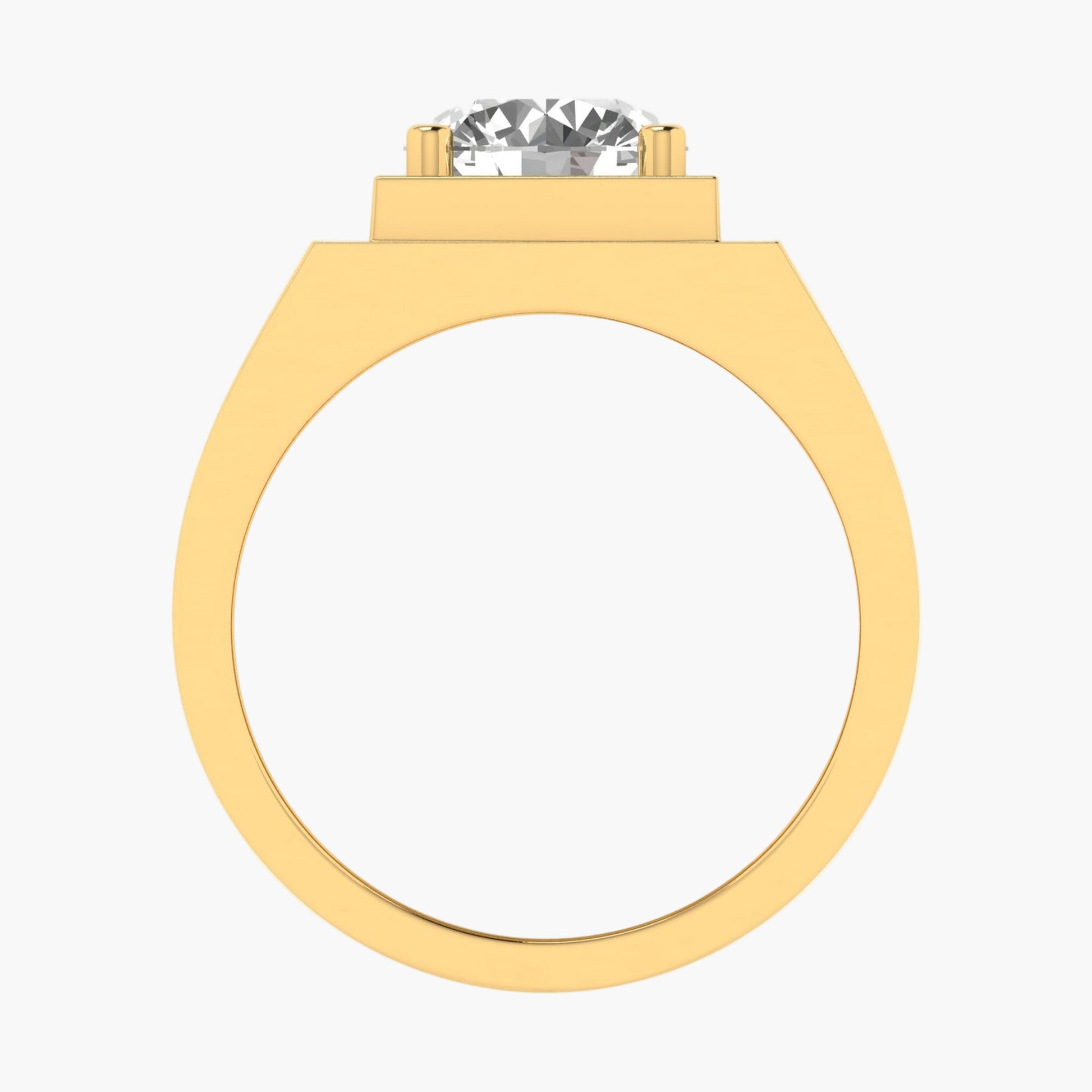 Gold ring with a diamond on a white background