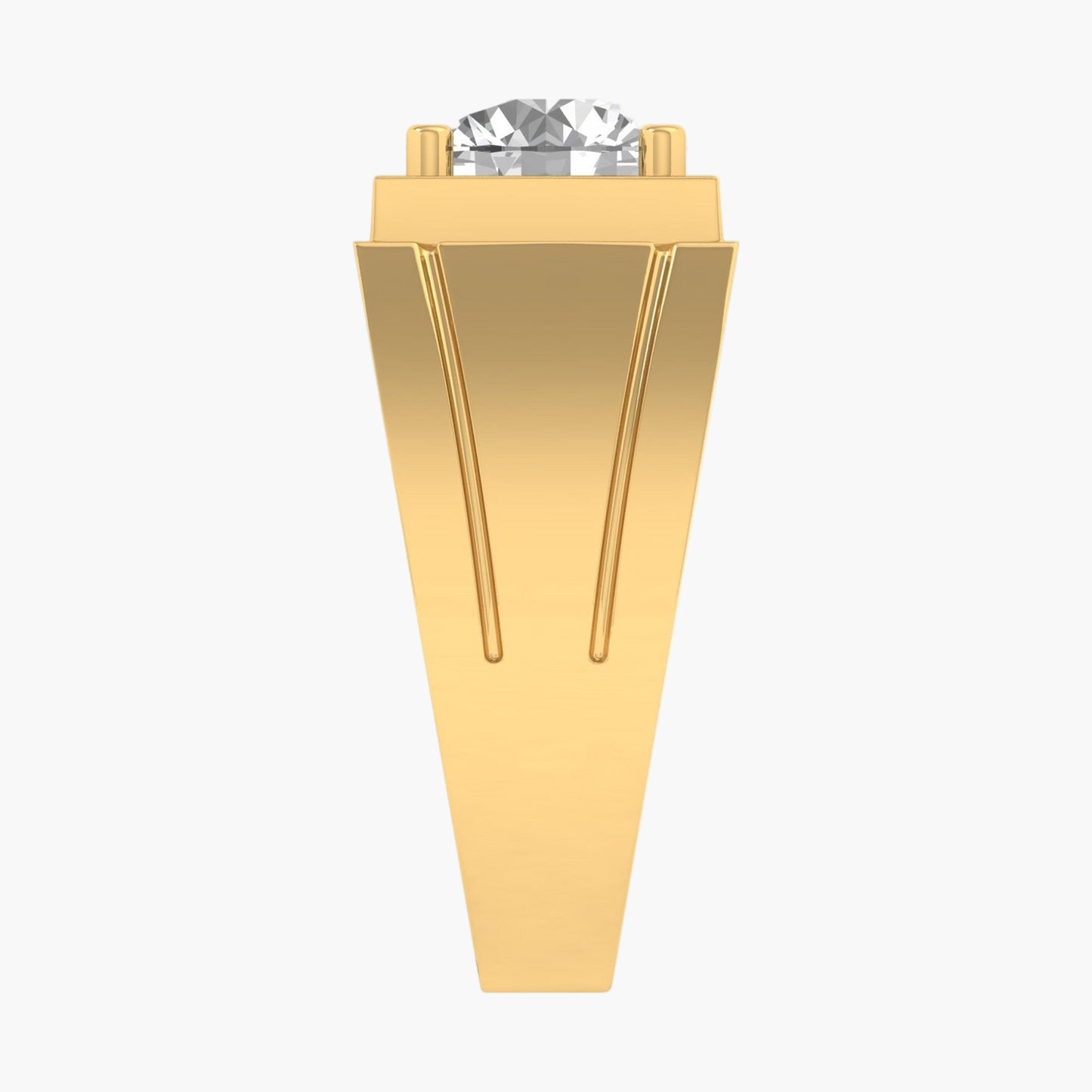 Gold earring with a clear gemstone on a white background