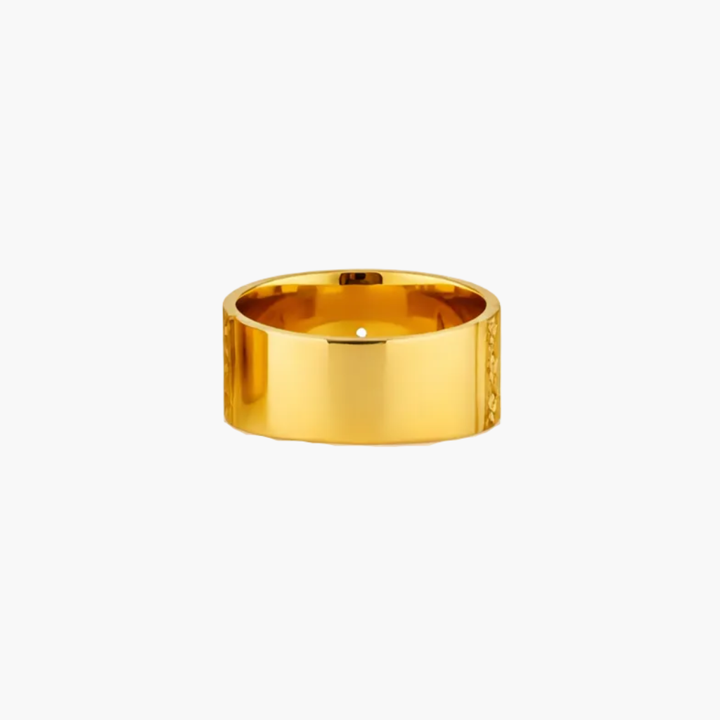 Gold and silver ring on a white background