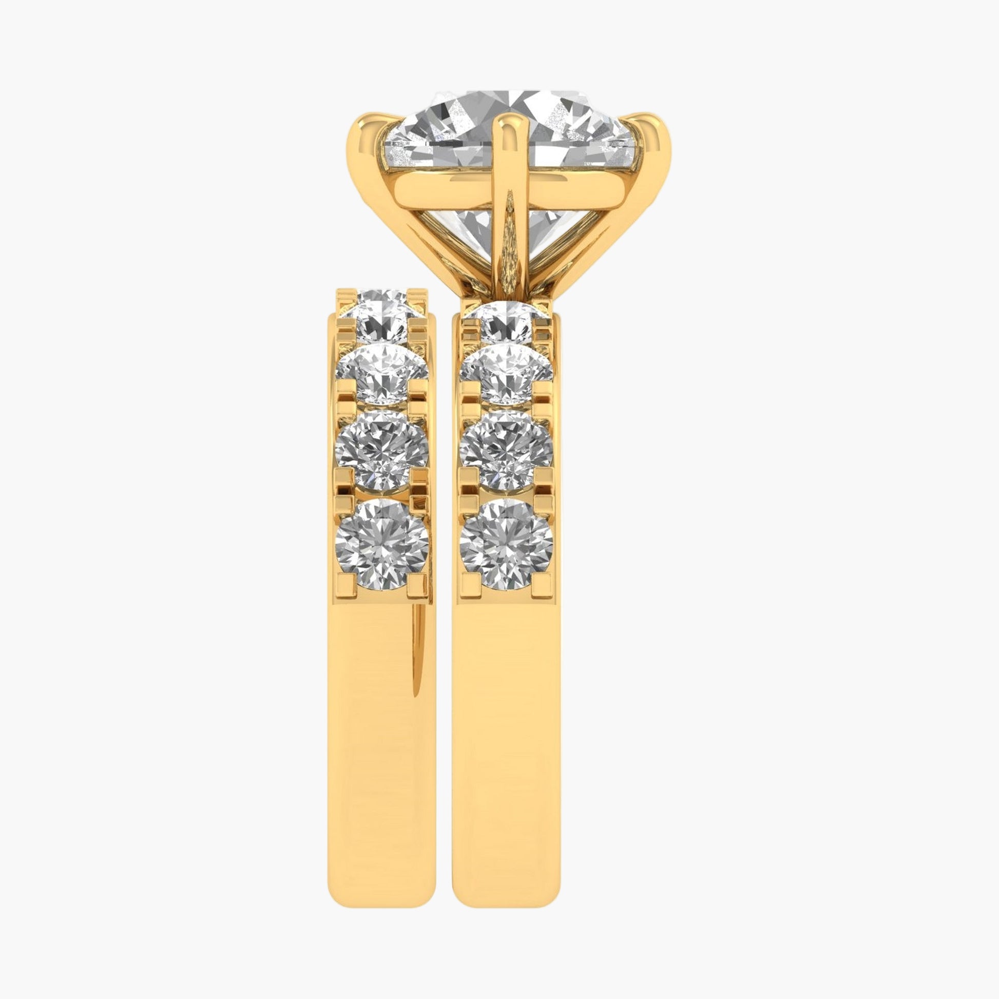 Gold pendant with a central diamond and smaller diamonds on a white background